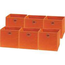 Caixas de armazenamento Simple Houseware Dobrable Cube, 11 polegadas, laranja, pacote com 6