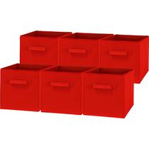 Caixas de armazenamento SIMPLE HOUSEWARE Dobrable Cube 28 cm vermelhas, pacote com 6