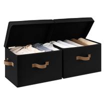 Caixas de armazenamento StorageWorks Decorative com tampa, 20 litros, pretas, pacote com 2