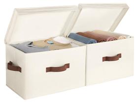 Caixas de armazenamento StorageWorks Decorative com tampa, 20L Ivory, pacote com 2