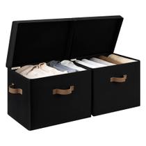 Caixas de armazenamento StorageWorks Decorative com tampa, 40L, pretas, pacote com 2