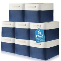 Caixas de armazenamento: tecido dobrável meekoo, pacote com 8, azul e branco
