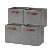 Caixas de armazenamento Temary Cube 28x28x28cm Tecido 4 peças cinza