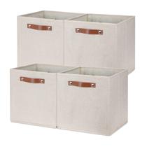 Caixas de armazenamento Temary Cube, organizador de tecidos de 30 cm, 4 peças, bege