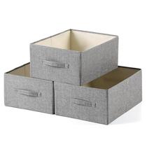Caixas de armazenamento Tulinstiraga Linen Dobráveis, Pacote com 3, Grandes, Cinza Caixas de armazenamento Tulinstiraga Linen Dobráveis, Pacote com 3, Grandes, Cinza
