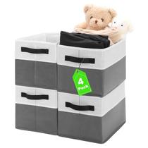 Caixas de armazenamento Werlors Large pacote com 4 organizador de armário de tecido cinza Caixas de armazenamento Werlors Large pacote com 4 organizador de armário de tecido cinza