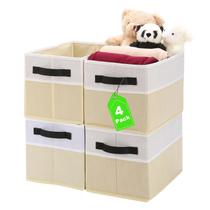 Caixas de armazenamento Werlors Large pacote com 4 Tecido bege 14x24x24cm Caixas de armazenamento Werlors Large pacote com 4 Tecido bege 14x24x24cm