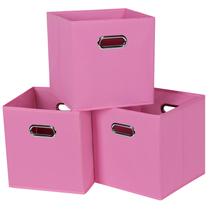 Caixas de armazenamento Yunkeeper Black Fabric 33x33cm Conjunto de 3 rosas