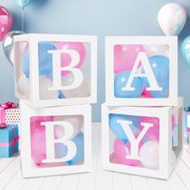 Caixas de balão RUBFAC Baby Shower Gender Reveal com 41 letras