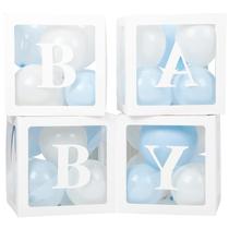 Caixas de bebê Voircoloria para chá de bebê com letras azuis