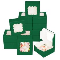 Caixas de biscoitos Bakepacker Deep Green 60 unidades 15x15x7cm com janela