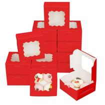 Caixas de biscoitos Bakepacker Red 60 unidades 15x15x7cm com janela Caixas de biscoitos Bakepacker Red 60 unidades 15x15x7cm com janela