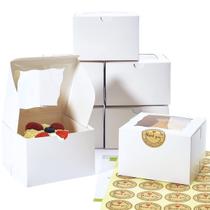 Caixas de biscoitos Huoshange 11,4 x 11,4 x 7,6 cm, pacote com 50, brancas com janela Caixas de biscoitos Huoshange 11,4 x 11,4 x 7,6 cm, pacote com 50, brancas com janela
