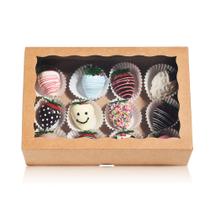 Caixas de biscoitos JCXGRVC 24 unidades de papel kraft marrom de 25,4 x 17,8 x 6,4 cm Caixas de biscoitos JCXGRVC 24 unidades de papel kraft marrom de 25,4 x 17,8 x 6,4 cm