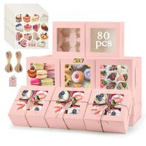 Caixas de biscoitos OAMCEG, pacote 80 com janela, 15x15x8cm, rosa Caixas de biscoitos OAMCEG, pacote 80 com janela, 15x15x8cm, rosa