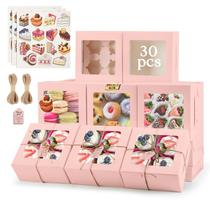 Caixas de biscoitos OAMCEG, pacote de 30 com janela, 15x15x8cm, rosa Caixas de biscoitos OAMCEG, pacote de 30 com janela, 15x15x8cm, rosa