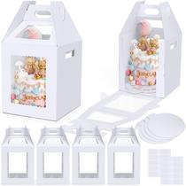 Caixas de bolo altas Naleyber para bolos Tier, pacote com 4 pacotes de 25 x 25 x 30 cm com janela