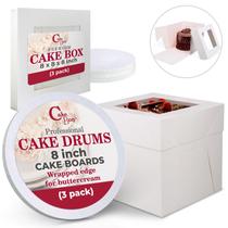 Caixas de bolo Cakebon Cake de 20 cm redondas com janela branca (pacote com 3)