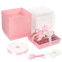 Caixas de bolo DeziWood 18 x 18 x 6,5 cm com tampas transparentes, pacote com 50 unidades, rosa Caixas de bolo DeziWood 18 x 18 x 6,5 cm com tampas transparentes, pacote com 50 unidades, rosa