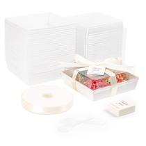 Caixas de bolo DeziWood 18 x 18 x 6,5 cm com tampas transparentes, pacote com 50 Caixas de bolo DeziWood 18 x 18 x 6,5 cm com tampas transparentes, pacote com 50