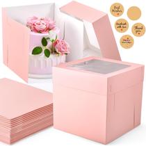 Caixas de bolo DOYIDE 12 unidades com janela de 25x25x25cm de papelão rosa