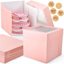 Caixas de bolo DOYIDE 12x12x12 polegadas com janela rosa, 12 unidades Caixas de bolo DOYIDE 12x12x12 polegadas com janela rosa, 12 unidades