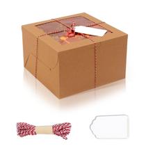Caixas de bolo DOYIDE, 20 unidades, 20 x 20 x 13 cm, papelão marrom com janela
