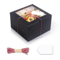 Caixas de bolo DOYIDE 20 unidades 20x20x13cm com janela de papelão preto Caixas de bolo DOYIDE 20 unidades 20x20x13cm com janela de papelão preto