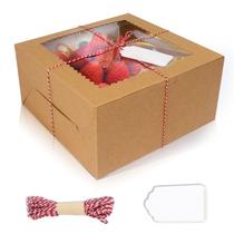 Caixas de bolo DOYIDE, 20 unidades, 25 x 25 x 13 cm, papelão marrom com janela