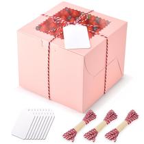 Caixas de bolo DOYIDE 20 unidades com janela de papelão rosa de 15x15x12cm