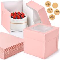 Caixas de bolo DOYIDE rosa quadradas 20x20x20cm, papelão, 12 unidades