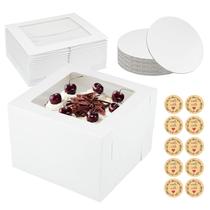 Caixas de bolo KGVZPT 15PCS com janela 30x30x20cm brancas com acessórios Caixas de bolo KGVZPT 15PCS com janela 30x30x20cm brancas com acessórios