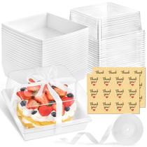 Caixas de bolo Kucoele White Paper 18x18x10cm com tampas transparentes, pacote com 20