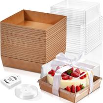 Caixas de bolo Leafiew 18x18x10cm com tampas transparentes para bolos de 15-20cm