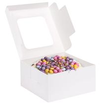 Caixas de bolo Moretoes, 24 unidades, 25 x 25 x 13 cm, brancas com papelão de janela Caixas de bolo Moretoes, 24 unidades, 25 x 25 x 13 cm, brancas com papelão de janela