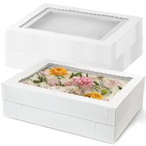 Caixas de bolo MUMULULU 12 peças 35x25x10 cm brancas com papel de janela