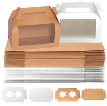 Caixas de bolo PQZKLDP Bento Paper Gable com janela 17x9x8cm 24 unidades Caixas de bolo PQZKLDP Bento Paper Gable com janela 17x9x8cm 24 unidades