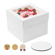 Caixas de bolo Vorfre Classic brancas quadradas 30x30x20cm com janela