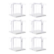 Caixas de bolo XININSUN Clear com fita, 6 unidades para bolo de 6 polegadas