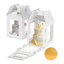 Caixas de bolo Yeplan Tall 10x10x30cm com tábua de bolo, 2 pacotes Caixas de bolo Yeplan Tall 10x10x30cm com tábua de bolo, 2 pacotes