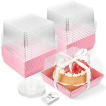 Caixas de bolo ZORRITA 18 x 18 x 10 cm com tampas transparentes, pacote com 20 unidades, rosa Caixas de bolo ZORRITA 18 x 18 x 10 cm com tampas transparentes, pacote com 20 unidades, rosa