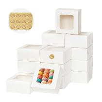 Caixas de bolo Zzrywuty, 50 pacotes de 10 x 10 x 6 cm, brancas com janela