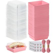 Caixas de charcutaria Cinccoke, pacote com 100 tampas, 14 x 12 x 6,5 cm, rosa