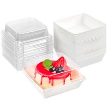 Caixas de charcutaria Kucoele, pacote com 100 tampas transparentes, 10 cm, brancas Caixas de charcutaria Kucoele, pacote com 100 tampas transparentes, 10 cm, brancas