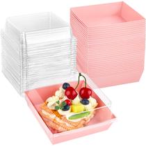 Caixas de charcutaria Kucoele, pacote com 50 polegadas, 5 polegadas, com tampas transparentes, rosa