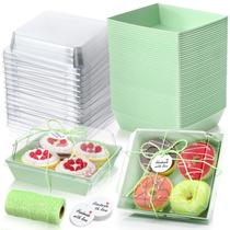 Caixas de charcutaria Outus, pacote de 100 com tampas transparentes, papel para alimentos