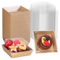 Caixas de charcutaria TEMLQPACK, pacote com 50 unidades, marrons, 10 x 10 x 6,3 cm com tampas
