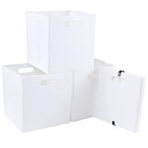 Caixas de cubo de armazenamento de plástico dobrável Xowine, pacote com 4 unidades brancas