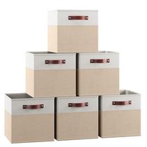 Caixas de cubo de armazenamento Ornavo Home, 13 x 13 cm, dobráveis, pacote com 6 unidades, branca/cáqui Caixas de cubo de armazenamento Ornavo Home, 13 x 13 cm, dobráveis, pacote com 6 unidades, branca/cáqui