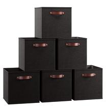 Caixas de cubo de armazenamento Ornavo Home, 13 x 13 cm, dobráveis, pacote com 6 unidades, pretas Caixas de cubo de armazenamento Ornavo Home, 13 x 13 cm, dobráveis, pacote com 6 unidades, pretas